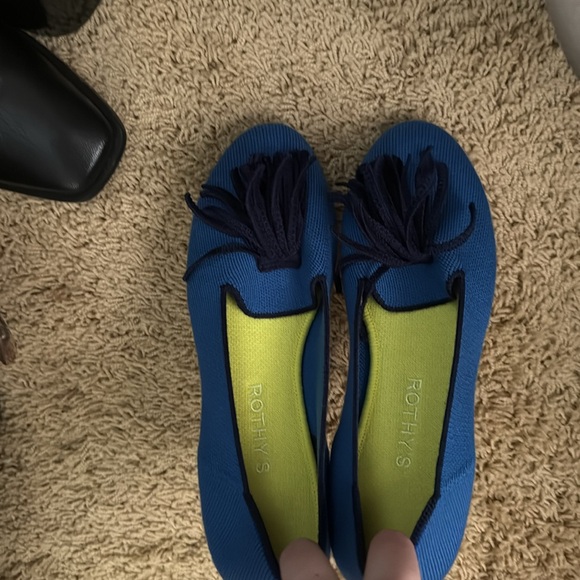 Rothy's Merino Tassel Loafer Blue Women’s Mule Slip On Flat NWT - Picture 5 of 5